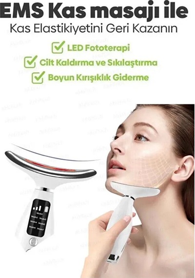 Boyun Ve Yüz Masaj Sıkılaştırıcı Cihaz 7 Mod Cilt Lifting & Nem Dengeleyici