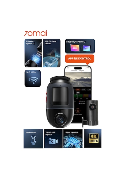 70mai dash cam x800 on kamerarc14 arka kamera siyah 128gb 83515696