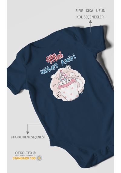 Mini Nöbet Amiri Baskılı Bebek Zıbını Çıtçıtlı Body %100 Pamuk Kısa Kol Lacivert