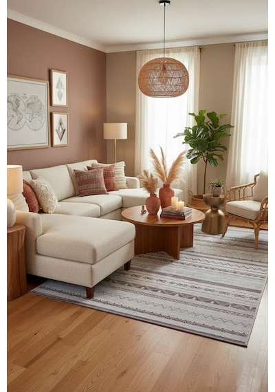Gri Siyah Pamuk Polyester Modern İskandinav Yıkanabilir Halı - Yo13000a Gri - Siyah