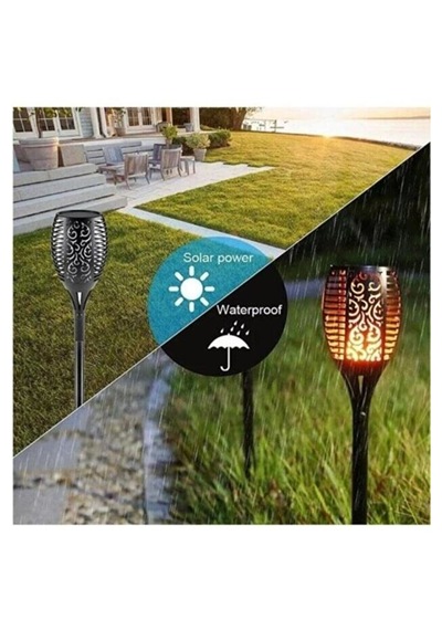 Solar Güneş Enerjili Bahçe Aydınlatma & Alev Efektli Solar Bahçe Lambası & 50 Cm Meşale 1