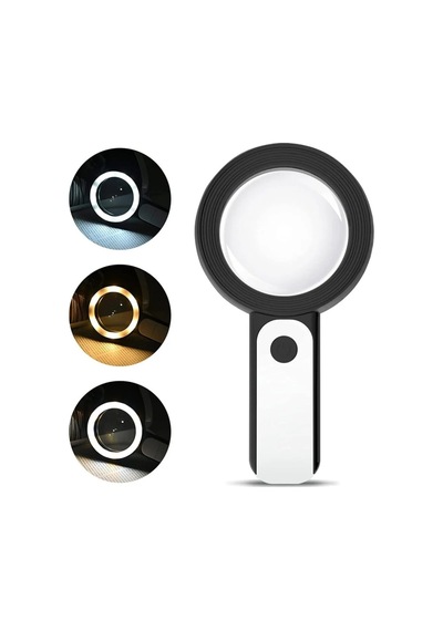30x -12ışıklı Büyüteç Taşınabilir Çıft Katmanlı Optik Cam Okuma Büyüteç 2290-18 Hmngo48-ıeg4874d