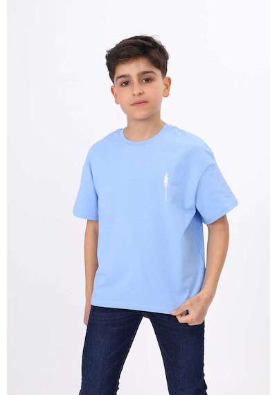 Toontoy Kids Toontoy Erkek Çocuk Palmiye Ağaç Baskılı Tişört Mavi