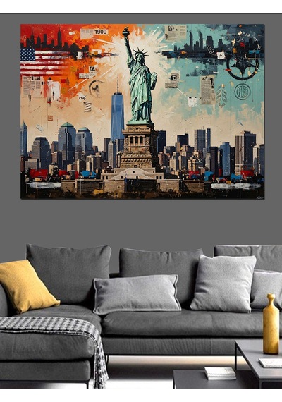 Ahşap Tablo Özgürlük Heykeli Ve New York Çocuk Odası Tabloları