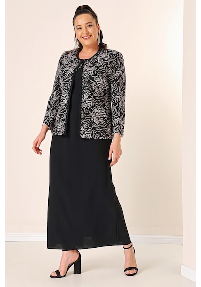 By Saygı Yakası Boncuk Nakışlı Uzun Elbise Boncuk Pul Nakışlı Ceket Astarlı Büyük Beden 2'li Takım-35349-pudra Pudra By Saygı Yakası Boncuk Nakışlı Uzun Elbise Boncuk Pul Nakışlı Ceket Astarlı Büyük Beden 2'li Takım-35349-pudra Pudra