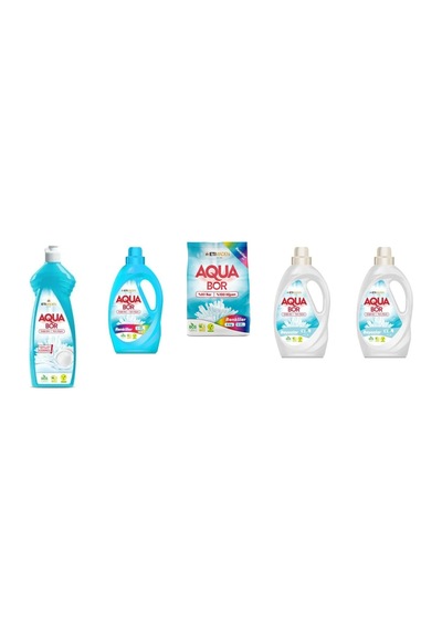 Aquabor Doğal Mineralli Elde Bulaşık + Sıvı Renkliler + 4 Kg Renkliler + Sıvı Beyaz + Sıvı Beyaz 5 Li Set 0.75 LT - 2.5 LT - 12 KG
