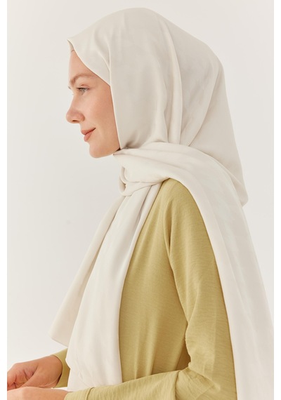Mirsoy Scarf Kazayağı Desen İpeksi Jakar Şal - Krem Krem
