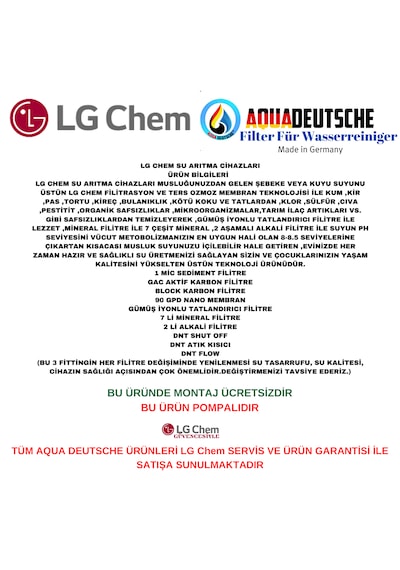 Lg Chem Gold Kırmızı Montaj Dahil 12 Lt 7 Fl 14 Aşama Su Arıtma