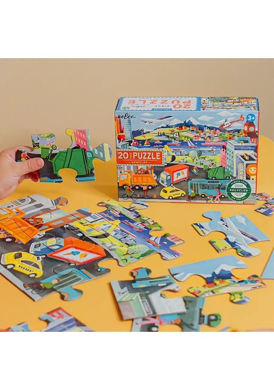 Eeboo 20 Parça Yapboz - Vehicles