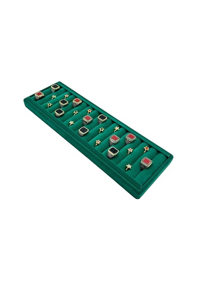 Yüzük Küpe Koldüğmesi Takı Standı Yeşil Uzun 34 X 11 Cm