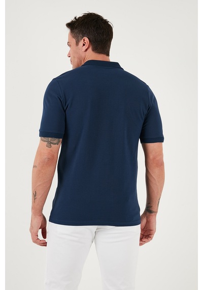 Buratti Pamuklu Regular Fit Yarım Fermuarlı Erkek Polo Yaka T Shirt 5903008 Indigo