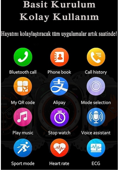 Teknomila Watch 8 Uyumlu 49 MM G98+ Ultra Plus 2.08'' Akıllı   Saat (İthalatçı Garantili)