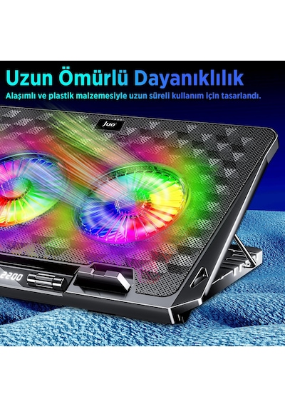Juo Odin Rgb Işıklı Gaming 2200rpm Çift Fan Led Display Laptop Notebook Soğutucu Stand