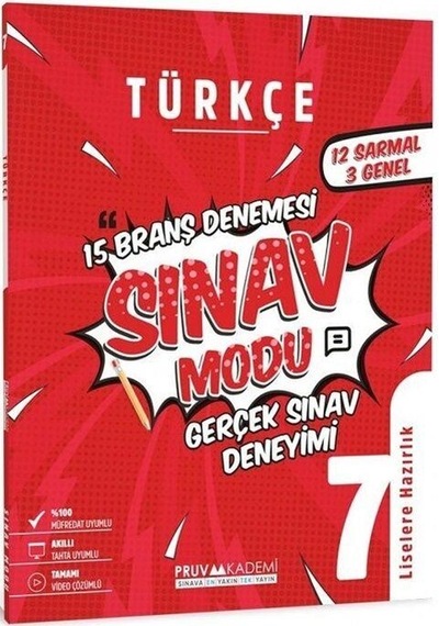 7. Sınıf Türkçe Sınav Modu 15 Deneme Pruva Akademi