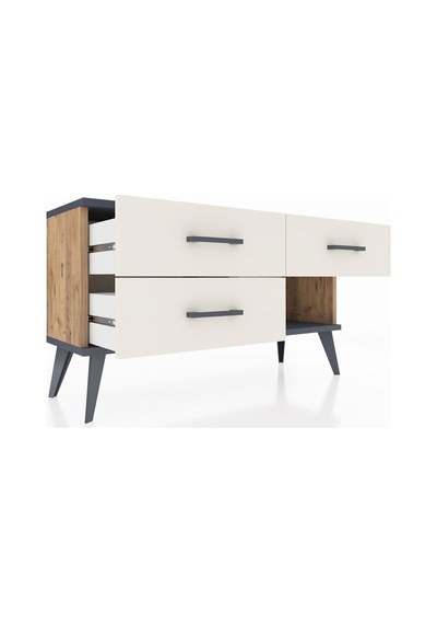 Arges Şifonyer 3 Çekmeceli 88x30x48 Çam-antrasit/aytaşı Antrasit/aytaşı