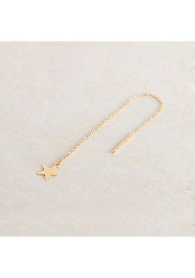 Goldkupe 14 Ayar Altın Yıldız Sallantı Zincir Tek Küpe 0,62 Gr-6622
