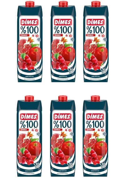 Dimes %100 Kırmızı Karışık Meyve Suyu 1 Lt X 6 Adet