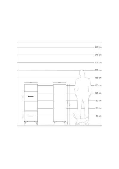 Kronos Dolap 2 Raflı 2 Çekmeceli 44x59x134 Aytaşı-antrasit Aytaşı
