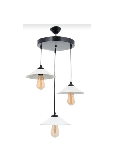 Mylights Retro Üçlü Siyah Beyaz Metal Sarkıt Avize 30 Cm