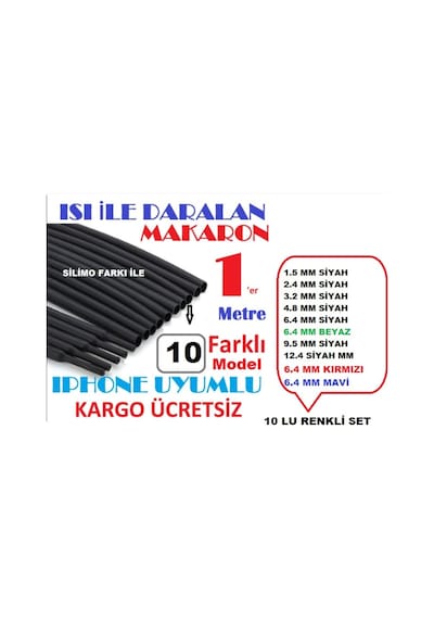 Daralan Makaron 10'Lu Renkli Set (1'Er Metre)