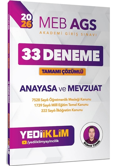 Yediiklim Yayınları 2026 Meb Ags Anayasa Ve Mevzuat Tamamı Çözümlü 33 Deneme