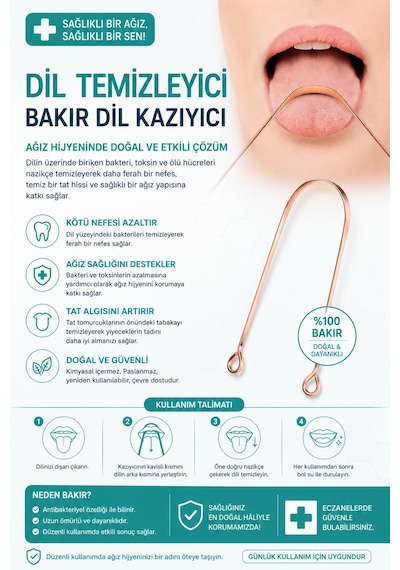 Bakır Dil Temizleme Aparatı Dil Temizleyici Ağız Bakım Aparatı Dil Kazıyıcı Metal Dil Temizleme Ekipmanı Diğer
