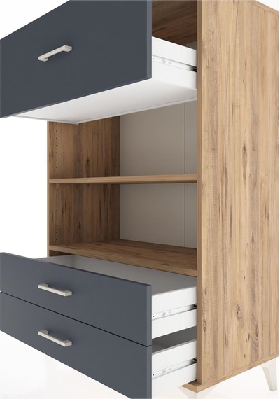 Hyperion Dolap 2 Raflı 3 Çekmeceli 88x44x134 Çam-antrasit Atlas Çam