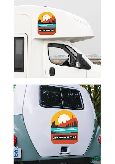 Kamp Ve Macera Sticker - 4x4 Off Road Adventure Sticker - Araba Oto Motosiklet Karavan Camsticker - 00115 20x16 Cm