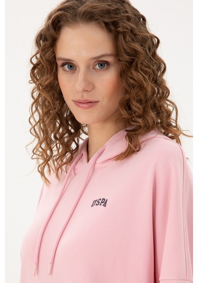 U.S. Polo Assn. Kadın Pudra Kapüşonlu Basic Sweatshirt 50297324-VR042
