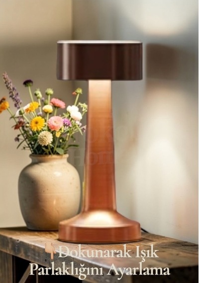 Dokunmatik Masa Gece Lambası Dokunmatik Lamba Abajur Led Şarjlı Masa Lambası Ledli Gold Rose 21 Cm Gold Rose
