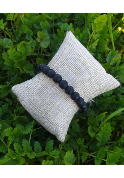 Bileklik Oniks Mat Doğal Taş Çakra Elastik Bileklik Unisex Yoga  Bilezik Çok Renkli
