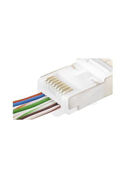 Cat6e Ez Rj45 Metal Konnektör 100 Adet Plastik Kutu - Beyaz Nd2422 Evimdeyokyok