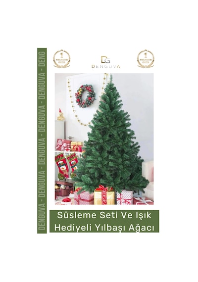Noelpaketi Lüks Dekoratif Sık Dallı Kaliteli Yeşil Yılbaşı Çam Ağacı Noel Paketi 150 Cm 220 Dal Standart