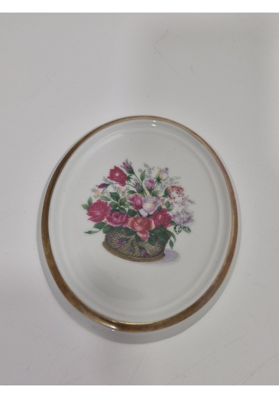 Vintage Dekoratif Çiçek Temalı Porselen Duvar Tabağı 11cm 003