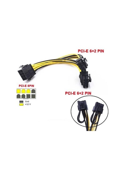 PCI-E 8 Pin Dişi To 2x 8 Pin 6+2PIN Express Power Güç Y Kablo