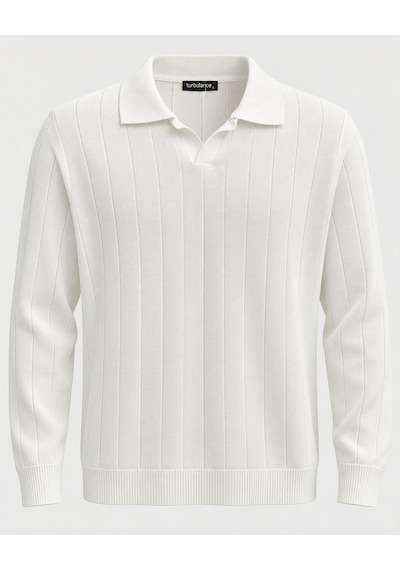 Classics Men Turbulance Slim Fit Erkek Polo Yaka Triko Kazak 7786 Beyaz