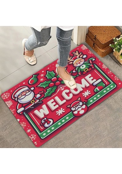 Valerine Life Noel Baba Ve Çınar Yaprağı Welcome Kapı Önü Paspası 45x70cm