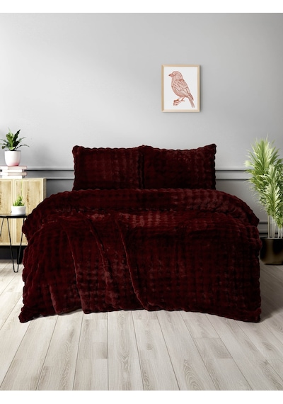 Merinos Dıamond 3 Parça Bubble Comforter Yorgan Seti 220x240 Bordo Bordo Bordo