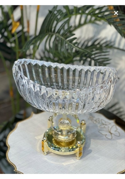 Alfafe Home Ultra Lüks Premium Kristal Gold Gondol Kase Dekoratif Masa Ve Salon Aksesuarı Gold