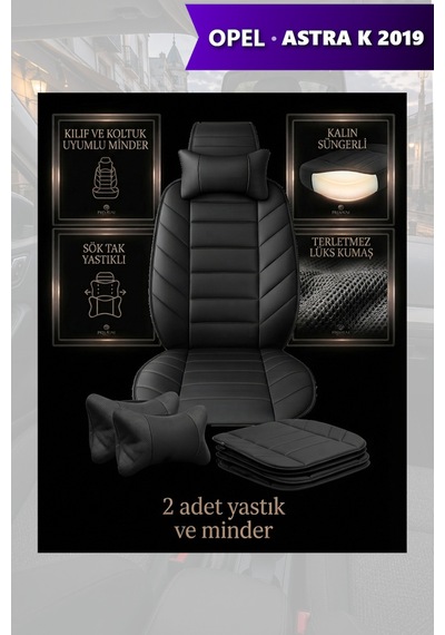Opel Astra K 2019 Uyumlu Premium Siyah Renk Lüks 2 Adet Minder Ve Yastık