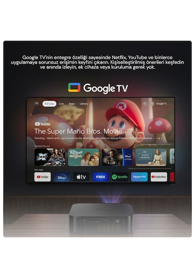 OBE X7D Ultra Google TV Destekli 4K 1200 ISO Otomatik Odaklı Akıllı Projeksiyon Cihazı