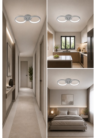 AvizeGO Onto Led Plafonyer Avize Beyaz Işık Gri