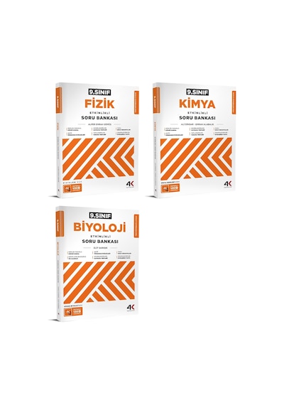 4k 2026 9. Sınıf Fizik + Kimya + Biyoloji Soru Bankası Seti 3 Kitap