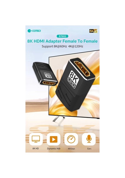 Hdmı 2.1 Uzatma Aparatı Dişi Dişi Ara Birleştirici Fıçı 8k 60hz - 4k 120hz Görüntü Ekleyici Adaptör