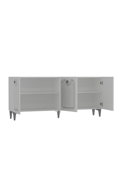 Milano Lazer Pleksi Desen Konsol Tv Sehpası Çok Amaçlı Dolap 180 Cm Bg Beyaz - Gümüş Milano Lazer Pleksi Desen Konsol Tv Sehpası Çok Amaçlı Dolap 180 Cm Bg Beyaz - Gümüş