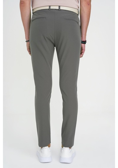 Efor Slim Fit Yan Cepli Esnek Düz Haki Pamuk Pantolon P 1197 Haki