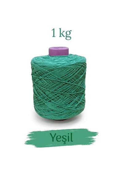 Premium İnce Cotton Zincir Makrome İpi Yeşil 1 Kg - 2 Mm Çanta Runner İpi