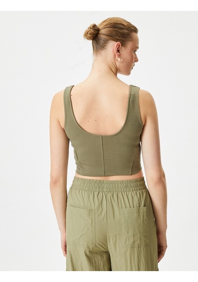 Koton Crop Atlet U Yaka Askılı Haki 4sak10015ek 4SAK10015EK871