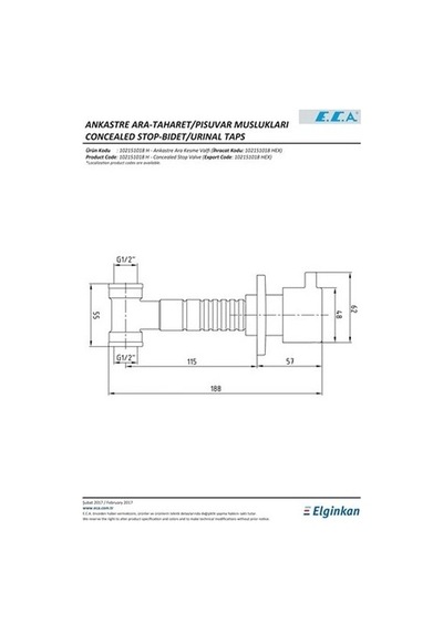 Eca Ankastre Ara Kesme Valfi 102151018H