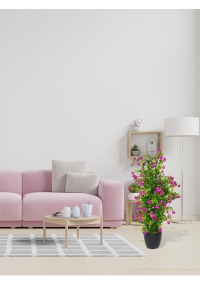 Nettenevime Yapay Çiçek Siyah Saksıda Lila Mineli Şimşir Ağacı 55cm Diğer